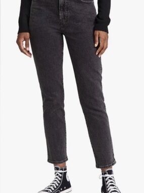 Madewell Washed Black Ankle Straight Jeans